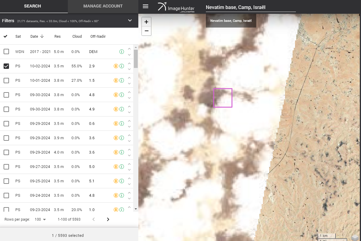 L'image satellite de la base de Nevatim publiée sur le site Image Hunter le 2 octobre 2024.